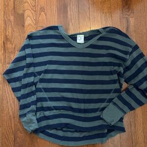 Aerie Navy and Olive Striped Top